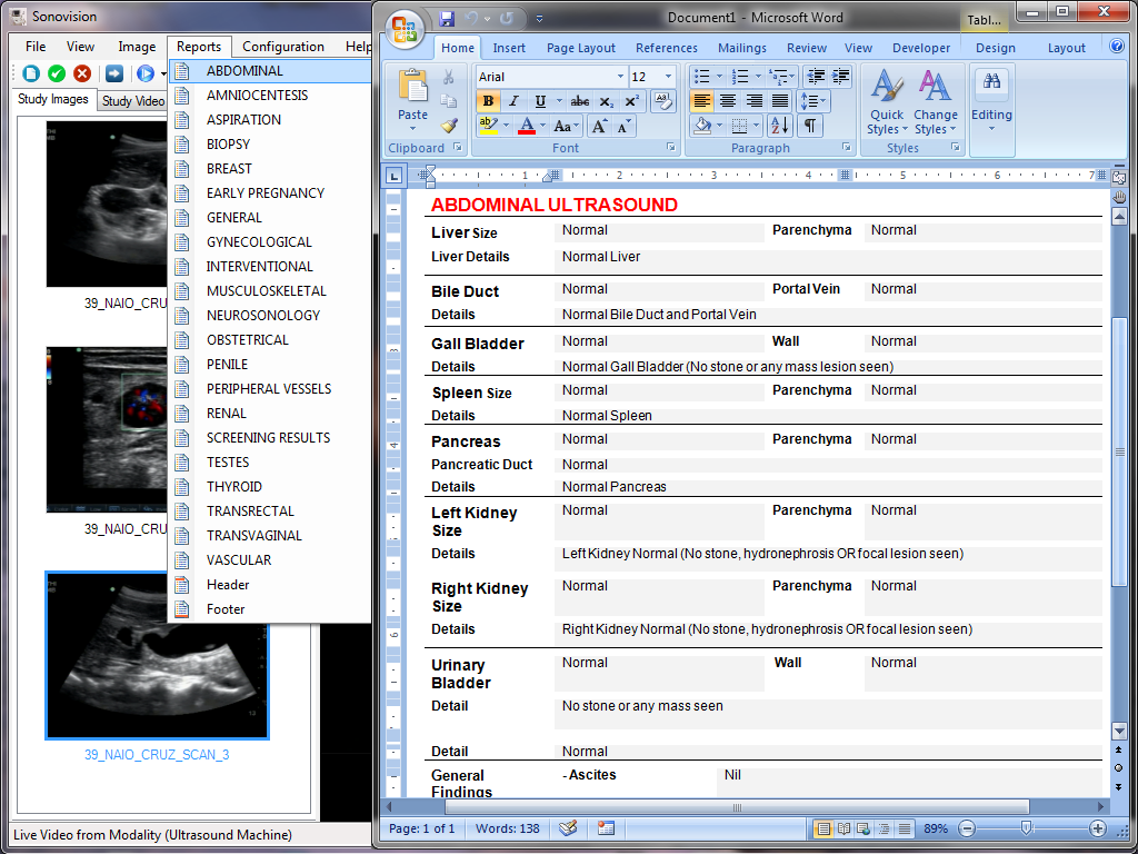 free ultrasound reporting software download